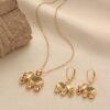 Auspicious Elephant Pendant Necklace Copper Zircon Jewelry Set with Earrings