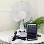 Solar Rechargeable Table Fan - AC/DC Fan with Solar Panel & LED Bulb