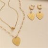 Ethnic Style Love Coin Pendant Necklace Jewelry Set with Simple Earrings