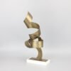 Metal & Marble Ribbon Sculpture - Modern Chinese Style Desk Ornament