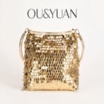 Golden Sequin Shell Bag with Clasp - Cross-Border Trendy Handbag