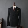 Men's Double-Breasted Suit Business Formal Wear Korean Groomsmen Wedding Groom Jacket
