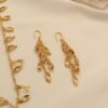 European and American Retro 18K Gold-Plated Tassel Necklace, Sweater Chain and Earrings Two-Piece Set