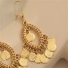 Bohemian K-Gold Plated Peacock Earrings, Coin Tassel Wind Chime Earrings