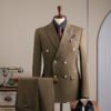 Double Row Brown Suit Men's Business Groom Wedding Dress Groomsmen Slim Suit