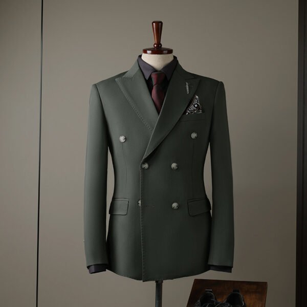 Double Row Brown Suit Men's Business Groom Wedding Dress Groomsmen Slim Suit