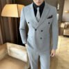 Suit Men's Suit Business Formal Wear Black Double-Breasted Wedding Suit Men's Autumn and Winter New Wedding Dress