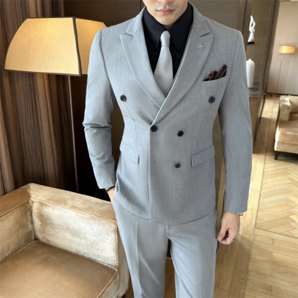 Suit Men's Suit Business Formal Wear Black Double-Breasted Wedding Suit Men's Autumn and Winter New Wedding Dress