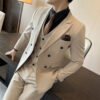 Suit Men's Suit Business Formal Wear Black Double-Breasted Wedding Suit Men's Autumn and Winter New Wedding Dress