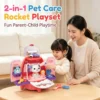 Pet Space Rocket Backpack - Pretend Play Vet & Makeup Set for Kids