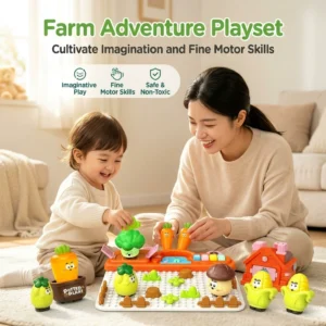 Fruit & Vegetable Sensory Busy Board - Educational DIY Building Blocks Toy