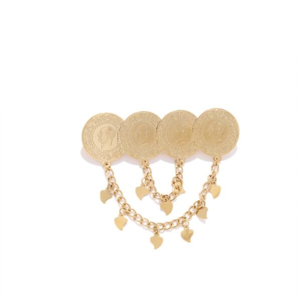 Cross-Border Retro Coin Tassel Brooch, European and American Fashion Pin, Corsage Accessory