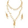 European and American Retro 18K Gold-Plated Tassel Necklace, Sweater Chain and Earrings Two-Piece Set