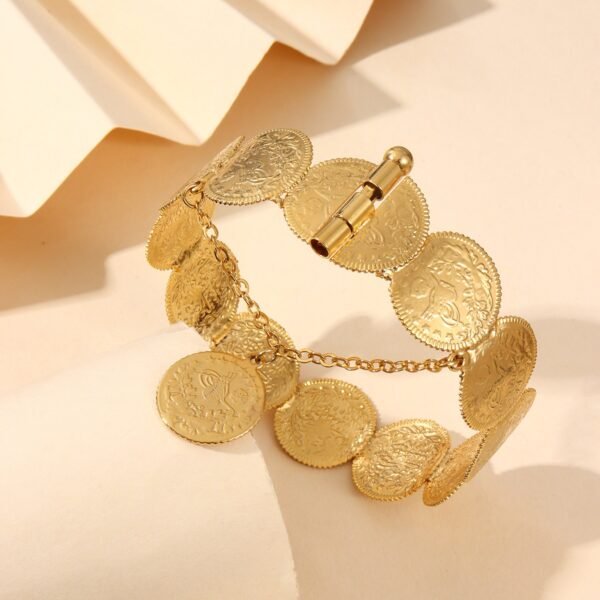Xiyin Hot-Selling Ancient Coin Gold-Plated Bracelet, High-End Jewelry, Retro Ethnic Style Bracelet, Cross-Border Jewelry Wholesale