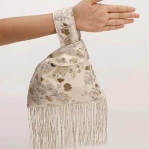 New Chinese Style Tassel Print Handbag – Retro Wristlet Bag