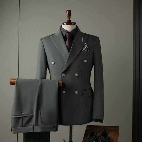 Double Row Brown Suit Men's Business Groom Wedding Dress Groomsmen Slim Suit
