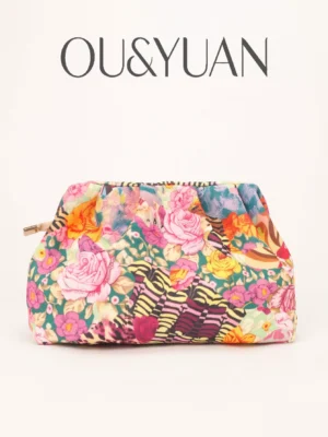 Hand-Painted Floral Cloud Bag - Soft Pleated Clutch Art Style Evening Bag