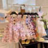 Girls Floral Cartoon Print Cotton-Silk Summer Dress - Skin-Friendly, Cool Feel