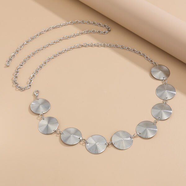 Minimalist Spiral Disc Waist Chain - Geometric Metal Body Chain