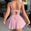 Cross-Border Foreign Trade European and American New Sexy Underwear Sexy Women's Lace Mesh Bow Nightgown Sexy Suit Wholesale