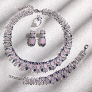 Dubai Style Bridal Jewellery 4-Piece Set - Necklace, Earrings and Ring