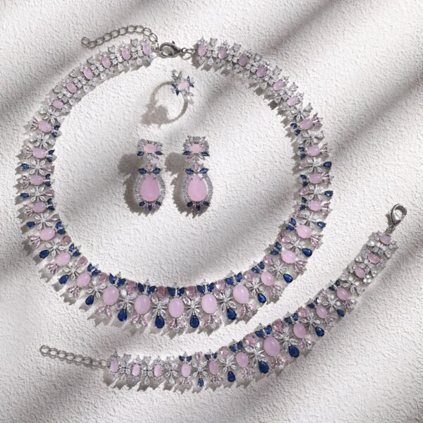 O1CN01smacP52HKVt5TAosU_2218095789132-0-cib Dubai Style Bridal Jewellery 4-Piece Set - Necklace, Earrings and Ring