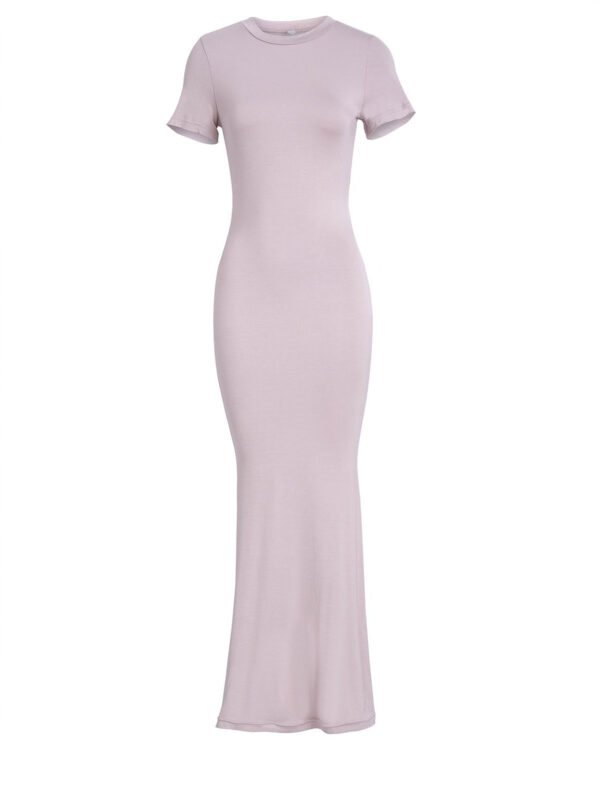 Women's Solid Colour Short Sleeve Dress - Slim Fit Elegant Summer Dress