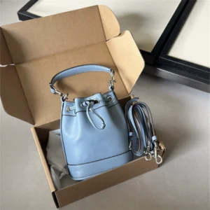 Drawstring Mini Bucket Bag - Contrast Color Crossbody Shoulder Bag