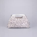 Sequined Silver Handbag - Woven Evening Bag
