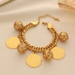 Turkish Ethnic Bracelet, Coin Badge Pendant, Color-Preserving Copper Alloy Jewelry