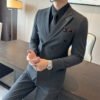 Suit Men's Suit Business Formal Wear Black Double-Breasted Wedding Suit Men's Autumn and Winter New Wedding Dress