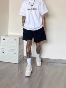 Men’s Drawstring Basketball Shorts – Loose Fit Plain Casual Shorts