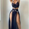 Foreign Trade Sources Europe and the United States New Sexy Underwear Sexy Women's Cross-Border Mesh Split Dress Suit
