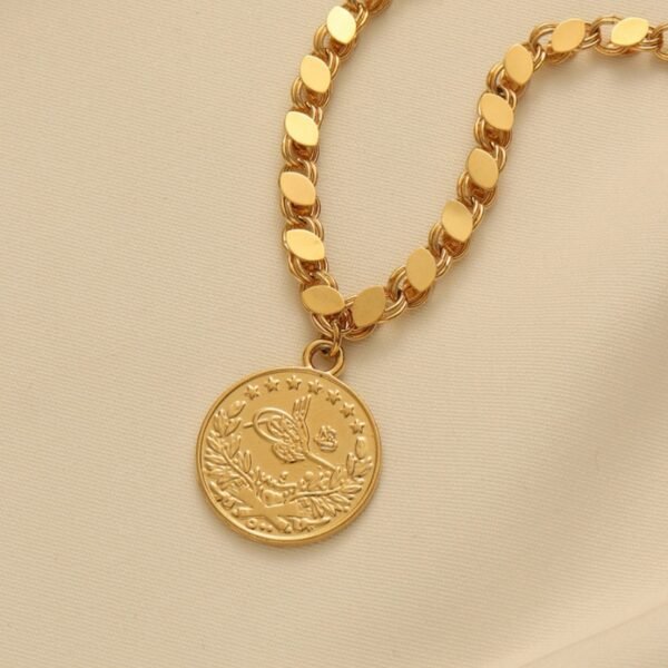 Vintage 24K Gold-Plated Bracelet Middle Eastern Ethnic Gold Coin Handmade Chain