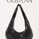 Heart-Shaped Sequin Shoulder Bag - Underarm Handbag