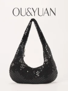 Heart-Shaped Sequin Shoulder Bag – Underarm Handbag