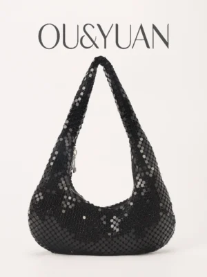 Heart-Shaped Sequin Shoulder Bag - Underarm Handbag
