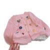 2025 Spring and Summer Girls' Knitwear Soft Cardigan, Cartoon Color Button Long Sleeve Coat