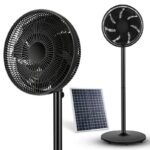 16 inch Solar Rechargeable Floor Fan - DC Emergency Fan with LED Light
