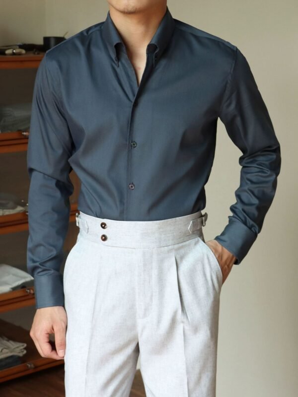 Men's Ice Silk Business Shirt - Wrinkle Free Long Sleeve Plain Shirt