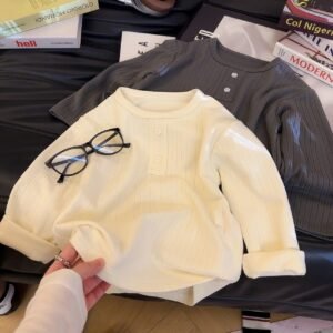 Kids Thermal Solid Color Low-Neck Base Shirt