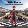 Boys Racing Suit Costume Set with Belt & Hat - Kids Role-Play Jumpsuit