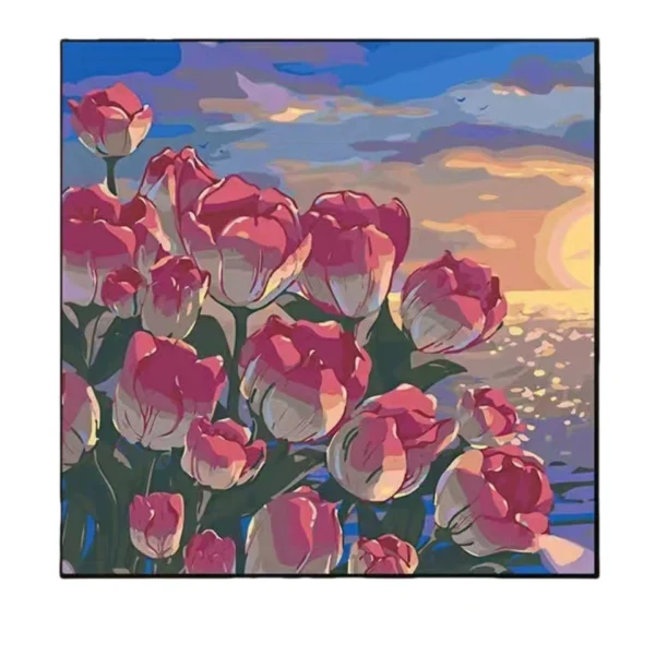 Tulip Landscape Digital Oil Painting DIY Kit, Hand-Painted Acrylic Art