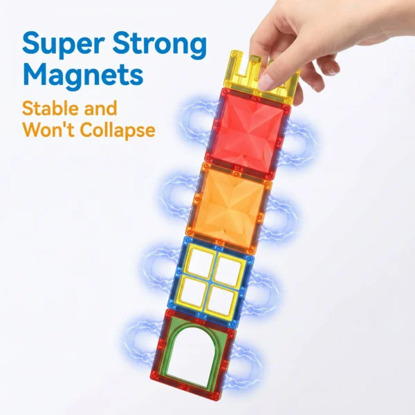 Magnetic Building Blocks Castle Set - Colored Window Tiles Educational Toy