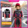 Boys Racing Suit Costume Set with Belt & Hat - Kids Role-Play Jumpsuit
