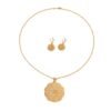 Cross-Border Gold Hollow Garland Round Pendant Necklace Twist Chain Earrings Set