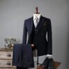 Double Breasted Striped Suit Men's Business Slim Formal Wear Bridegroom Wedding Dress