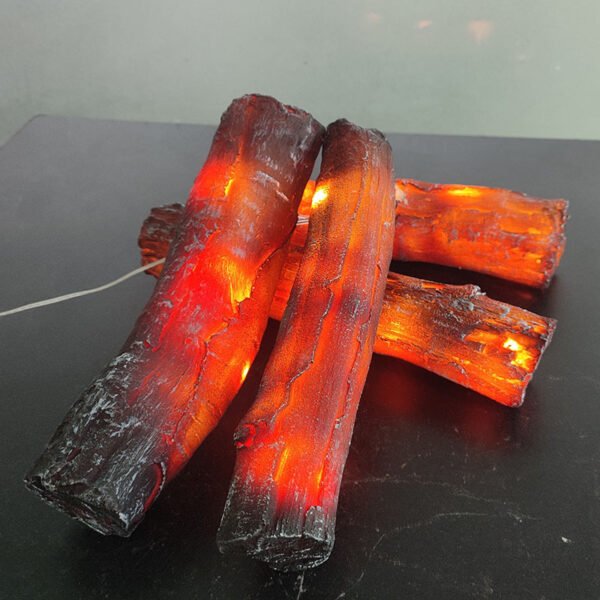 Faux Charcoal Log - Clear Resin Artificial Firewood for Fireplace Displays