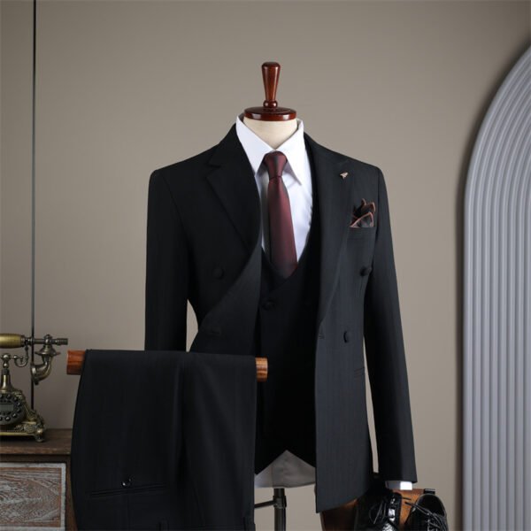 2025 Autumn and Winter Suit Men's High-End Double-Breasted Striped Suit Men's Suit Casual Groom's Wedding Dress