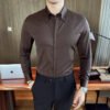 French collar white shirt men's long sleeve spring and autumn business leisure banquet new high-end white shirt men